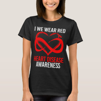 I Wear Red For Heart Disease Awareness Red Ribbon  Tシャツ
