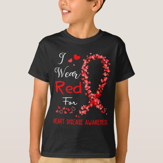 I Wear Red For Heart Disease Awareness  Tシャツ (正面)
