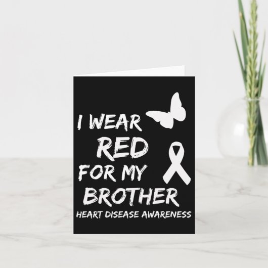 I Wear Red For My Brother Ribbon Heart Disease Awa カード (正面)