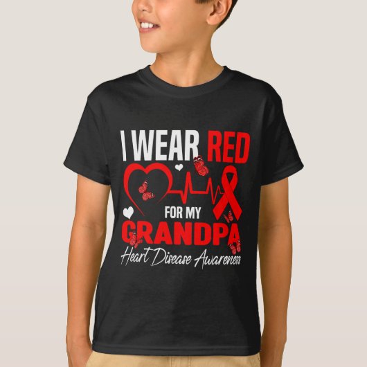 I Wear Red For My Grandpa Heart Disease Awareness  Tシャツ (正面)