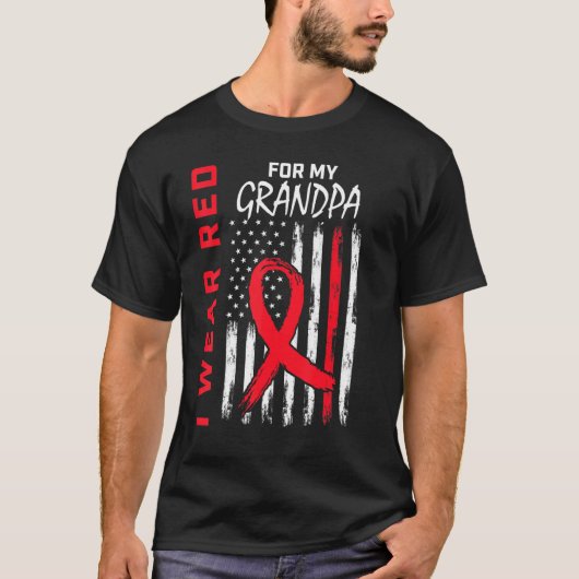 I Wear Red For My Grandpa Heart Disease Awareness  Tシャツ (正面)