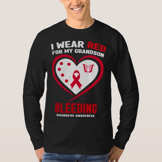 I Wear Red for My Grandson Bleeding Disorders Awar Tシャツ (正面)
