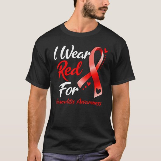 I Wear Red For Vasculitis Awareness Ribbon Red V Tシャツ (正面)