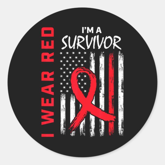 I Wear Red Im A Survivor Heart Disease Awareness F ラウンドシール (正面)