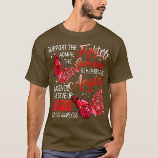 I Wear Red Ribbon Butterflies Blood Clot Awareness Tシャツ