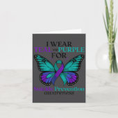 I Wear Teal &amp; Purple Butterfly Suicide Prevent カード (正面)