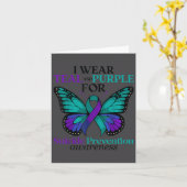 I Wear Teal &amp; Purple Butterfly Suicide Prevent カード (黄色い花)