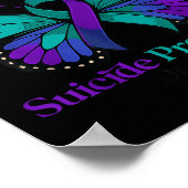 I Wear Teal & Purple Butterfly Suicide Prevent ポスター (角)