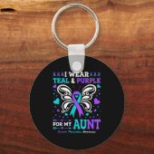 I Wear Teal &amp; Purple For My Aunt  キーホルダー (正面)
