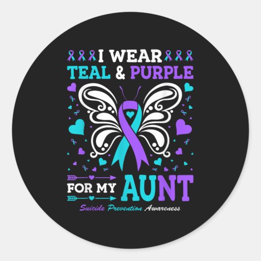 I Wear Teal & Purple For My Aunt ラウンドシール (正面)