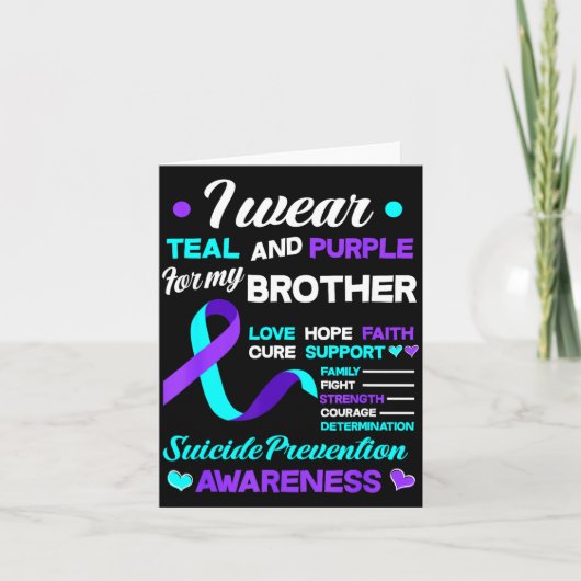 I Wear Teal & Purple For My Brother Suicide Pr カード (正面)