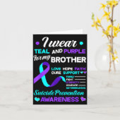 I Wear Teal & Purple For My Brother Suicide Pr カード (黄色い花)