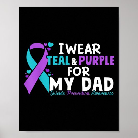 I Wear Teal &amp; Purple For My Dad Suicide Preven ポスター (正面)
