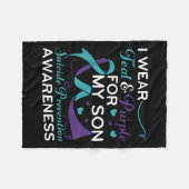 I Wear Teal &amp; Purple For My Son Suicide Preven フリースブランケット (正面(横))