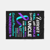 I Wear Teal &amp; Purple For My Uncle Suicide Prev フリースブランケット (正面(横))