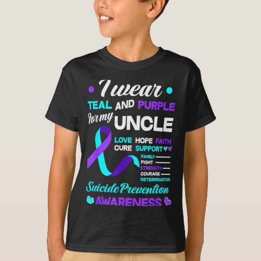 I Wear Teal &amp; Purple For My Uncle Suicide Prev Tシャツ (正面)