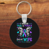I Wear Teal & Purple For My Wife キーホルダー (正面)