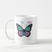 I Wear Teal & Purple For Suicide Prevention Aw コーヒーマグカップ (左)