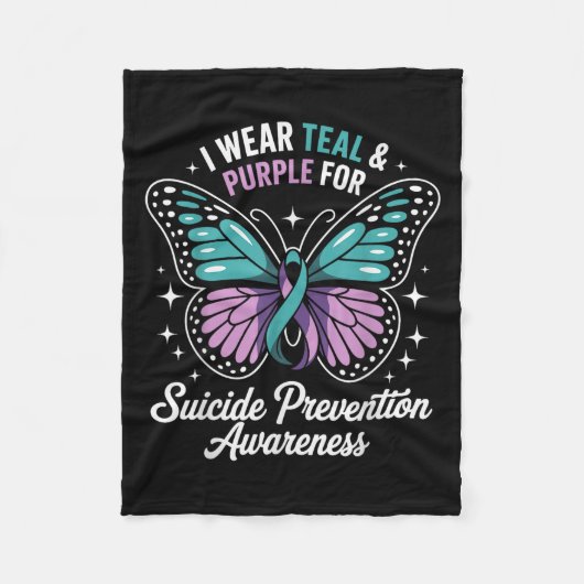 I Wear Teal & Purple For Suicide Prevention Aw フリースブランケット (正面)