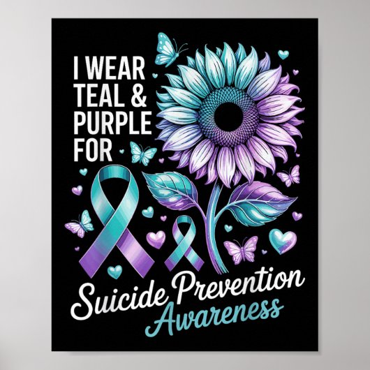 I Wear Teal &amp; Purple For Suicide Prevention Aw ポスター (正面)
