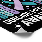 I Wear Teal & Purple For Suicide Prevention Aw ポスター (角)