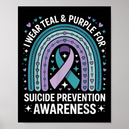 I Wear Teal & Purple For Suicide Prevention Aw ポスター (正面)