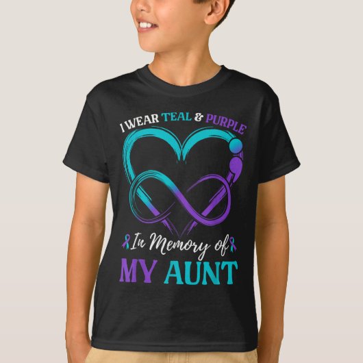 I Wear Teal &amp; Purple In Memory Of My Aunt  Tシャツ (正面)