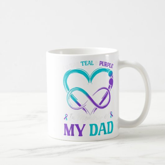 I Wear Teal & Purple In Memory Of My Dad コーヒーマグカップ (右)