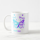 I Wear Teal & Purple Suicide Prevention Awaren コーヒーマグカップ (左)