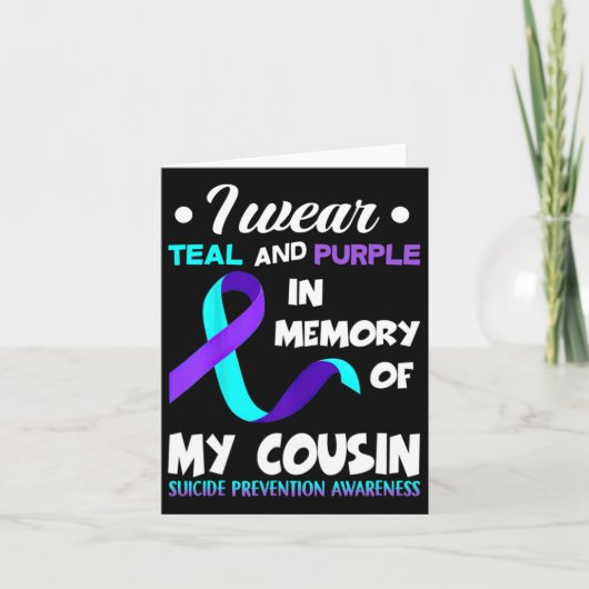 I Wear Teal And Purple Cousin Suicide Prevention A カード (正面)