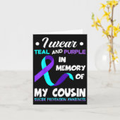 I Wear Teal And Purple Cousin Suicide Prevention A カード (黄色い花)