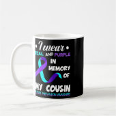 I Wear Teal And Purple Cousin Suicide Prevention A コーヒーマグカップ (左)