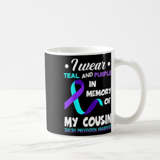 I Wear Teal And Purple Cousin Suicide Prevention A コーヒーマグカップ (右)