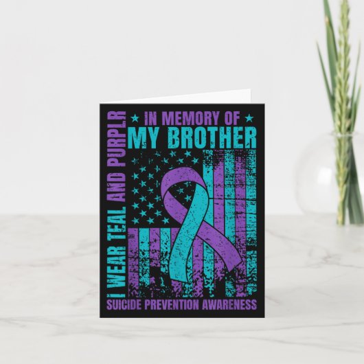 I Wear Teal And Purple For My Brother Suicide Prev カード (正面)