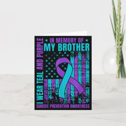 I Wear Teal And Purple For My Brother Suicide Prev カード (正面)
