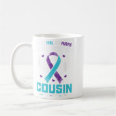 I Wear Teal And Purple For My Cousin Suicide Aware コーヒーマグカップ (左)