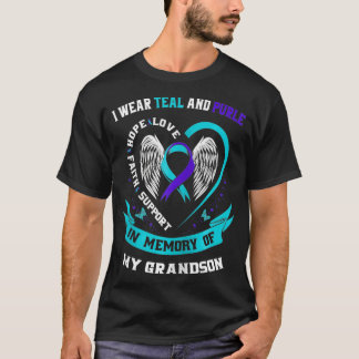 I Wear Teal and Purple For My Grandson Suicide Awa Tシャツ