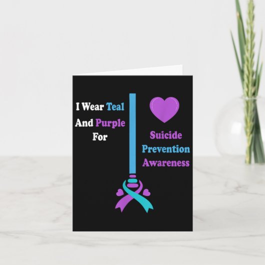 I Wear Teal And Purple For Suicide Prevention Awar カード (正面)