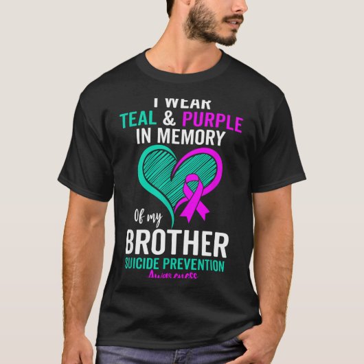 I Wear Teal And Purple In Memory Of My Brother Men Tシャツ (正面)