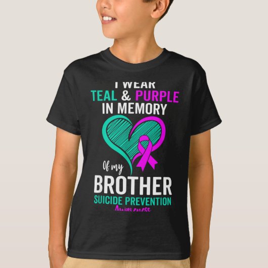 I Wear Teal And Purple In Memory Of My Brother Men Tシャツ (正面)