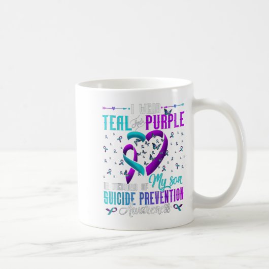 I Wear Teal Purple For My Son Suicide Prevention A コーヒーマグカップ (右)