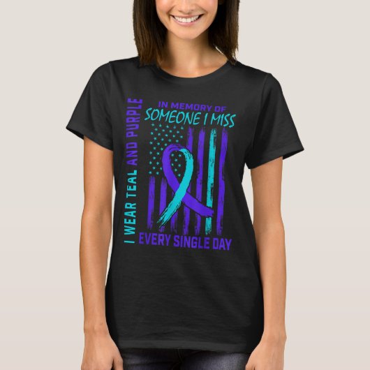 I Wear Teal Purple For Someone I Miss Suicide Awar Tシャツ (正面)