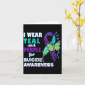 I Wear Teal Purple For Suicide Awareness You Women カード (黄色い花)