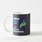 I Wear Teal Purple For Suicide Awareness You Women コーヒーマグカップ (左)