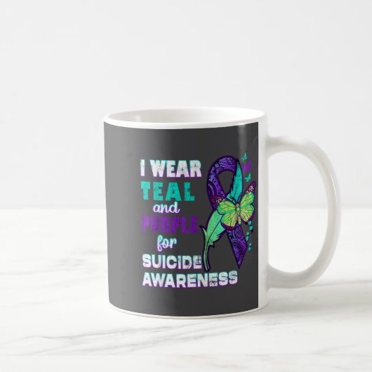 I Wear Teal Purple For Suicide Awareness You Women コーヒーマグカップ (右)