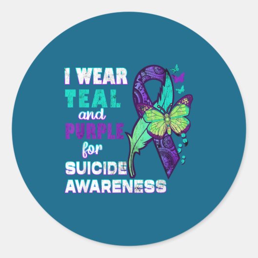 I Wear Teal Purple For Suicide Awareness You Women ラウンドシール (正面)
