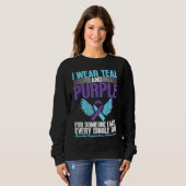 I Wear Teal & Purple For Suicide Prevention Awaren スウェットシャツ (正面フル)
