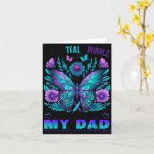 I Wear Teal Purple In Memory Of My Dad Suicide Awa カード (黄色い花)