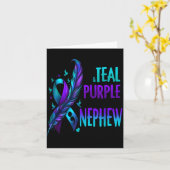 I Wear Teal Purple In Memory Of My Nephew Suicide  カード (黄色い花)