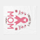 I Wear This Mom Breast Cancer Ribbon フリースブランケット (正面(横))